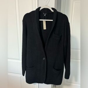 J.Crew heavy black one button cardigan. L. NWT